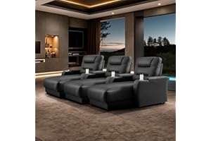 Chorlenimi Home Theater Seating Oversized Loveseat Recliner Chair Ultra-Comfortable Reclining Chair Power Recliners Chairs with Electric Recliners for Living Room (Black,Row of 3)