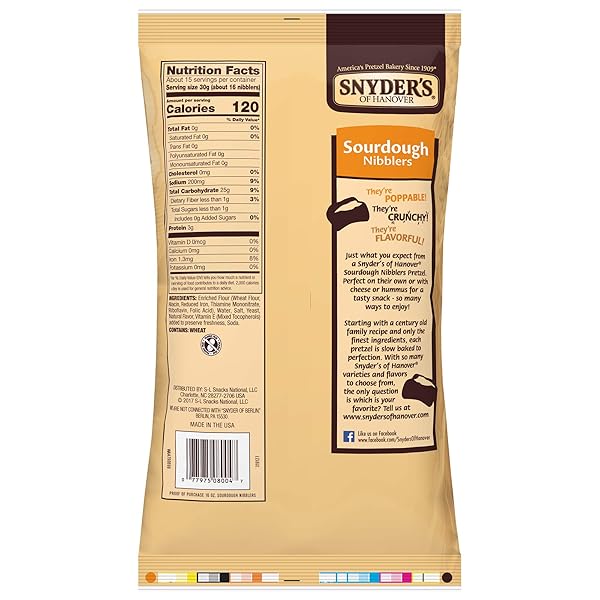 SNYDER’S OF HANOVER SOURDOUGH NIBBLERS PRETZELS, 16 OZ
