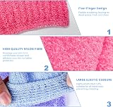 Lafefe 6Pcs Bamboo Exfoliating Shower Gloves - Skin Scrub Mitts view 5