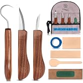 Schaaf Tools 3-pc Beginner Wood Carving Kit for Whittling and Spoon Carving | All in one craft kit with roughout, hook &amp; detail whittling knife, basswood blanks, strop, fun project tutorials included.