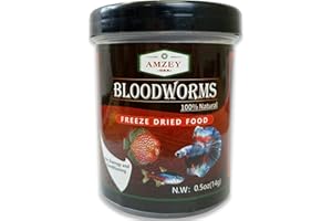 Amzey Blood Worms 0.5 oz -100% Natural Freeze Dried Blood Worms - Aquarium High Protein Food for Betta Fish, Goldfish, Cichlid, Guppy, Discus, Turtle