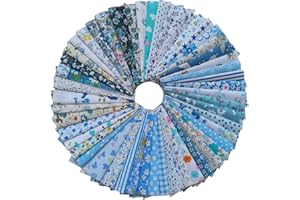 CAICXI Cotton Craft Printed Fabric DIY Handmade Material Set Bundle Patchwork Squares for Home Crafts Sewing Scrapbooking Quilting… (Blue)