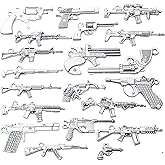 Jdesun 20pcs Antique Silver Plated Mixed Pistol Revolver Submachine Gun Charms Alloy Weapon Charms Pendants DIY for Necklace Bracelet Jewelry Making Accessory