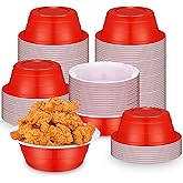 Gejoy 50 Pcs Red Plastic Bowls 23 oz Disposable Snack Bowls New Year Large Salad Dessert Serving Plates for Snacks Wedding Birthday Picnics Holiday Party Supplies