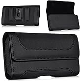 COANJIUO Phone Holster with Belt Clip Strong Magnetic Closure Nylon & Leather for iPhone Pro Max, Plus 17 16 15 14 13 12 16e, Samsung Galaxy Plus, FE S25 S24 S23 S22, L-Black