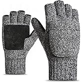 Warm Inner Thermal Insulation Winter Fingerless Gloves Men Women Wool Acrylic Soft Knit Cold Weather Warm Glove Mittens