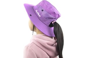MURYOBAO Kids Girls Ponytail Sun Hat Wide Brim UV Protection Summer Bucket Cap