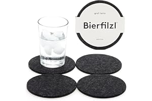 Graf Lantz - Bierfilzl Merino Wool Round Coasters Set of 4 - Charcoal (4" Circles) - Absorbs 30% of Weight - German Wool - Heat Resistant, Sustainable, & Reusable - Home Decor & Coffee Table Decor