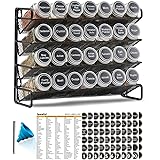 SpaceAid Spice Rack Organizer with 28 Spice Jars, 386 Spice Labels, Chalk Marker and Funnel Set for Cabinet, Countertop, Pant