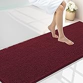 Smiry Luxury Chenille Bathroom Rugs 70x24, Extra Soft and Absorbent Shaggy Bath Mat, Machine Washable, Non-Slip Plush Carpet Runner for Tub, Shower, and Floor, Home Decor Accessories, Burgundy