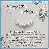 Sereney Sterling Silver Birthday Gifts for Girls Women, Pearl Necklace as 7 9 10 11 13 15 16 18 21 30 40 50 60 Year Old Birthday Gifts, Single Pearl Necklace as Bday Gifts for Friends