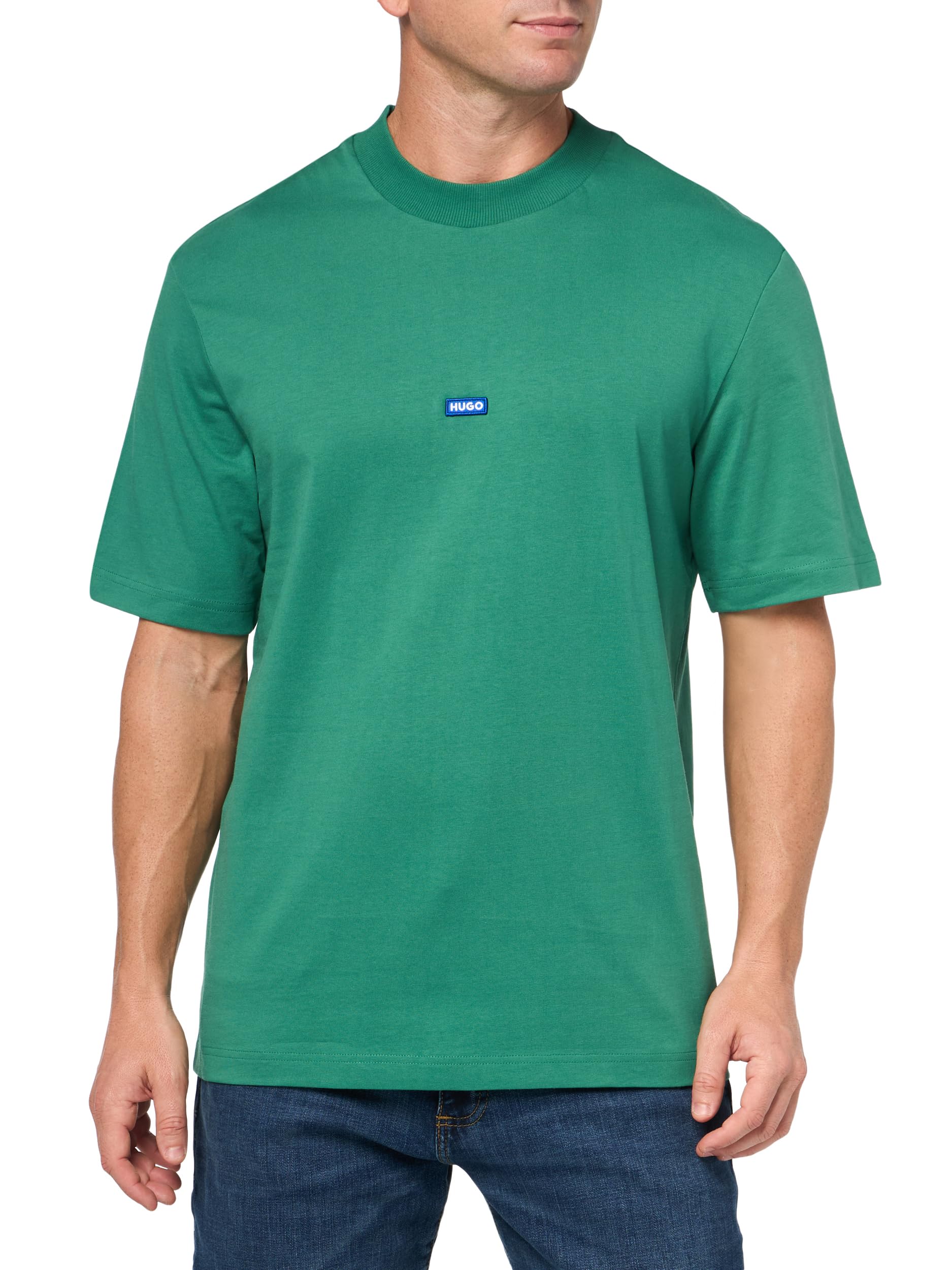 HUGO Small Logo Block Cotton T-Shirt, Fern Green, L
