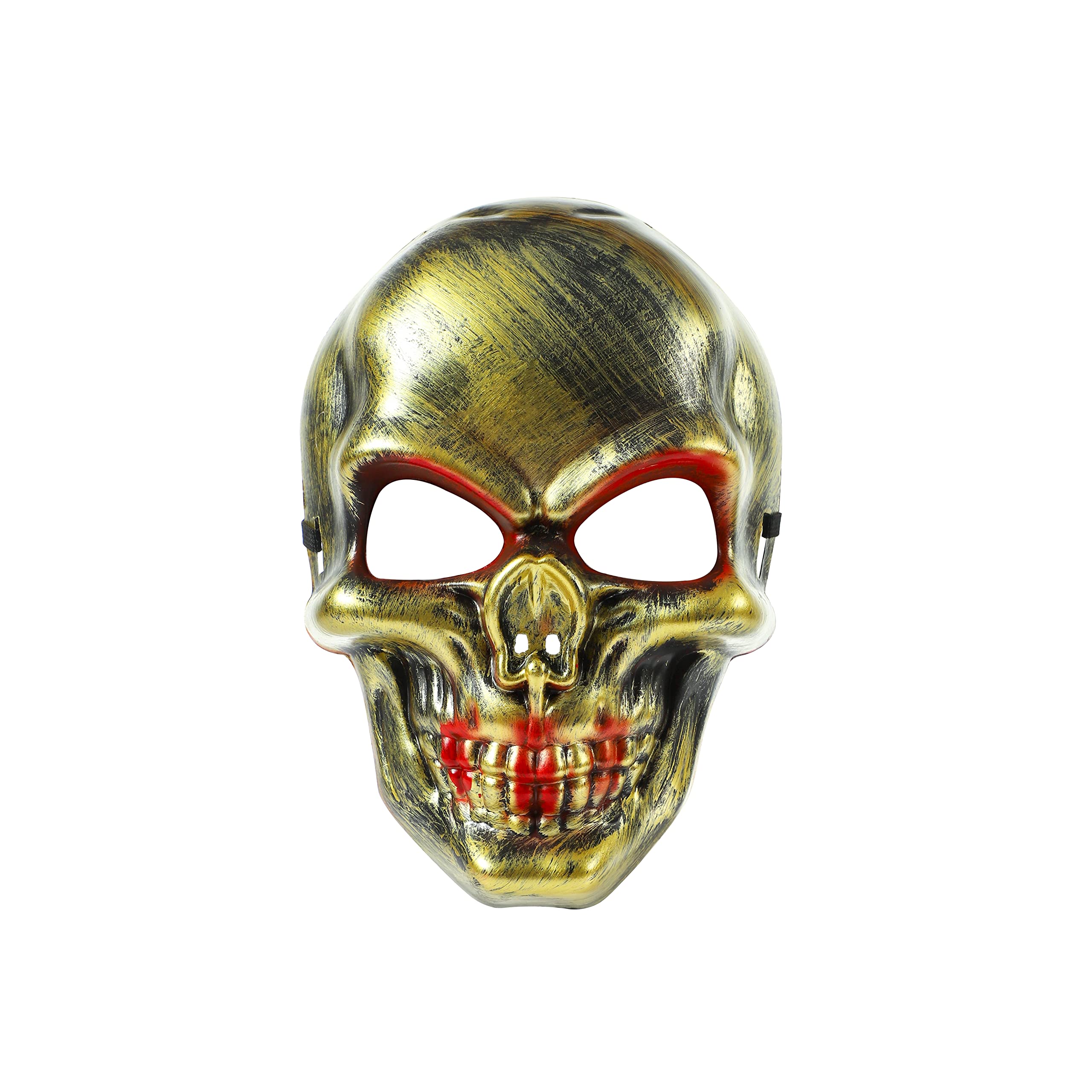 Halloween Mask Bloody Skull Gold Costume Adult Outfit Scary Spooky Horror Party Face Fancy Dress Cosplay For Men Women (HM14)