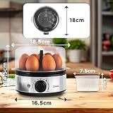 Duronic EB50 Electric Egg Boiler 7 Eggs 400W Omelette Tray Auto Shut Off view 2
