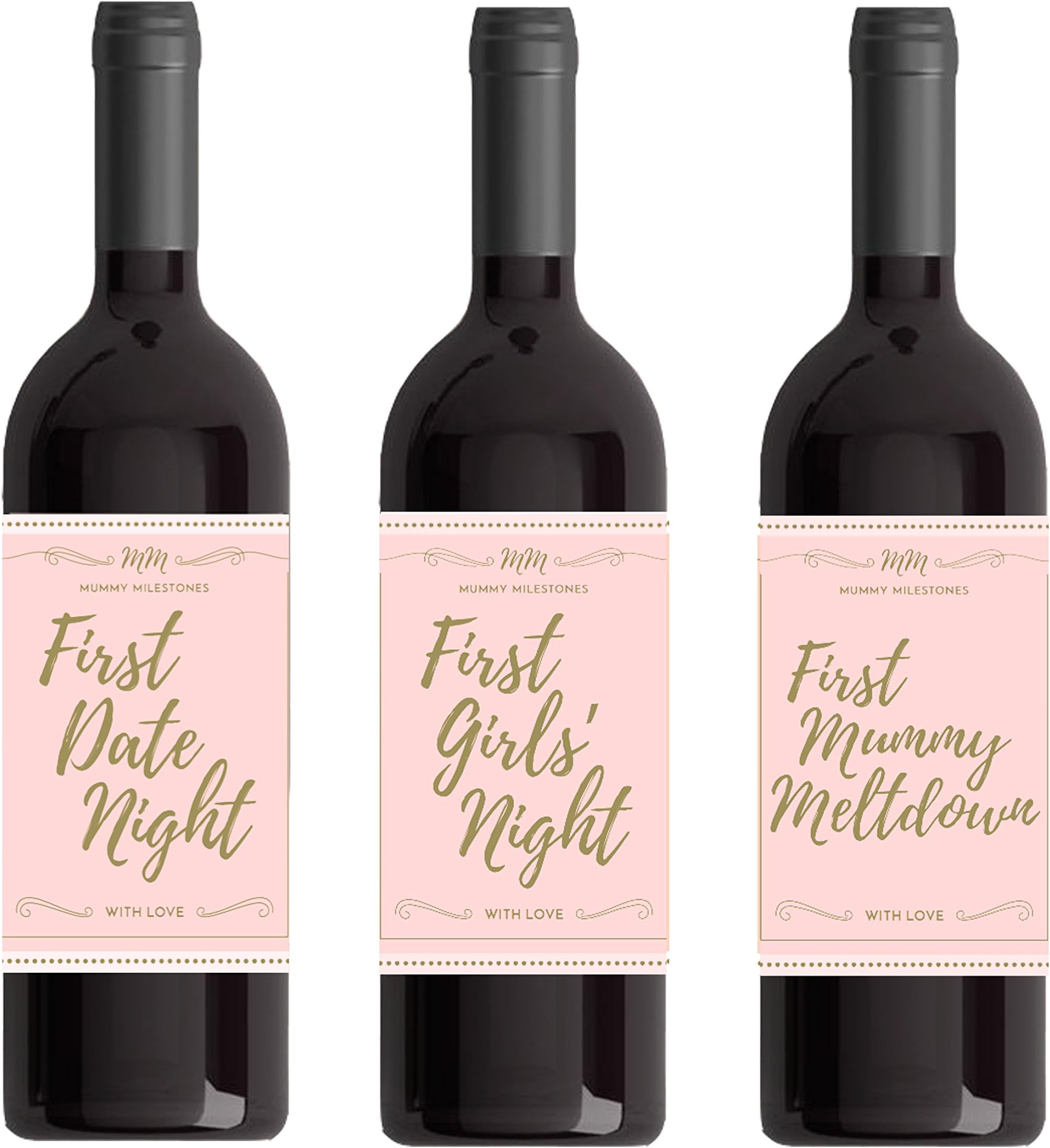 Baby Shower Gifts, New Mum Gifts: Set of 3 Mummy Milestone Wine Labels