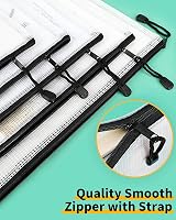 Smarpau A6 Clear Pencil Case 12 Pack Mesh Document Bags Zipper Wallets Black view 4