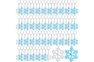 50 Pieces Snowflake Keychain Favors Silicone Snowflake Key Ring White Blue Decorative Holder Cute Keychain Accessories for Ba