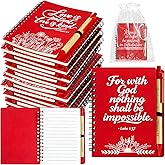 Succwoah 90 Pcs/30 Set Christian Gifts Bulk Prayer Journal Spiral Red Notebooks, Inspirational Notepad with Bible Verse Pen & Organza Bags, Perfect Religious Gifts for Women, Bible Study Groups, Church Members & Devotions