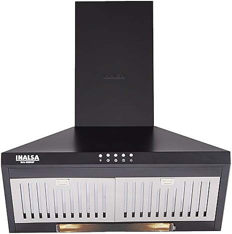 Inalsa 60cm, 950 m?/hr Kitchen Chimney Brio 60 BKBF With Stainless Steel Baffle Filter(Black)