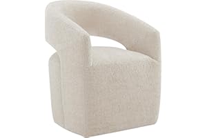 KISLOT Dining Chairs with Casters Upholstered Modern Armchair with Rollers for Diningroom Bedroom Livingroom Reading Room, 32.25''H, Beige