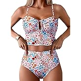 Pink Queen 2026 Popular Swimsuits for Women High Waisted Bikini Sets Two Piece Swimsuit Floral Prints Bathing Suits Beach