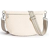 KALIDI Woven Crossbody Bags for Women Travel Vegan Leather Fanny Packs for Woman Cross Body Purse Fashion Belt Bum Bag with Wide Strap