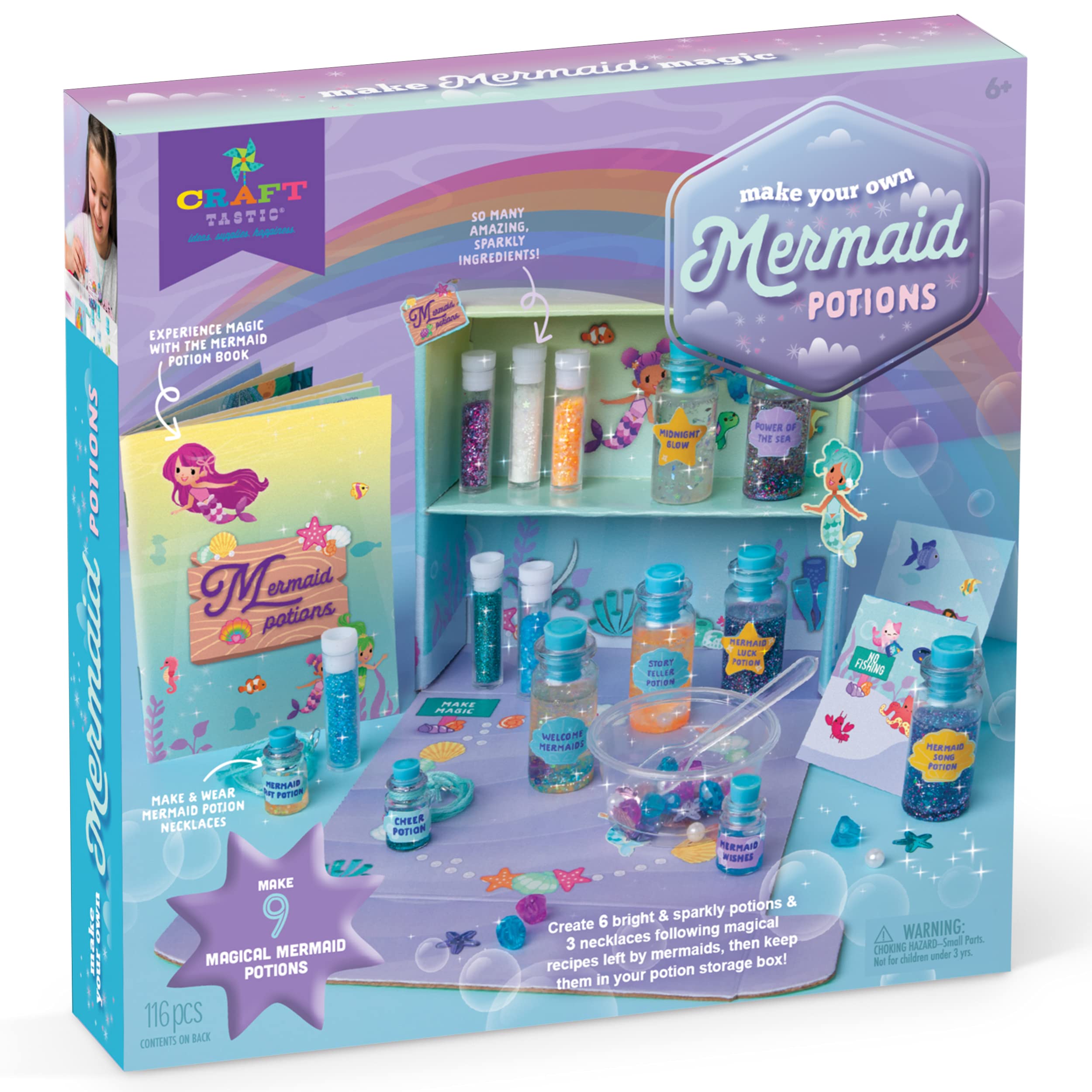 Mermaid Potion Kits for Kids – Glitter for Crafts, Arts and Crafts for Kids, Mermaid Accessories, Mermaid Toys, Mix Up Some Mermaid Magic, Easy Storage, Ages 6+