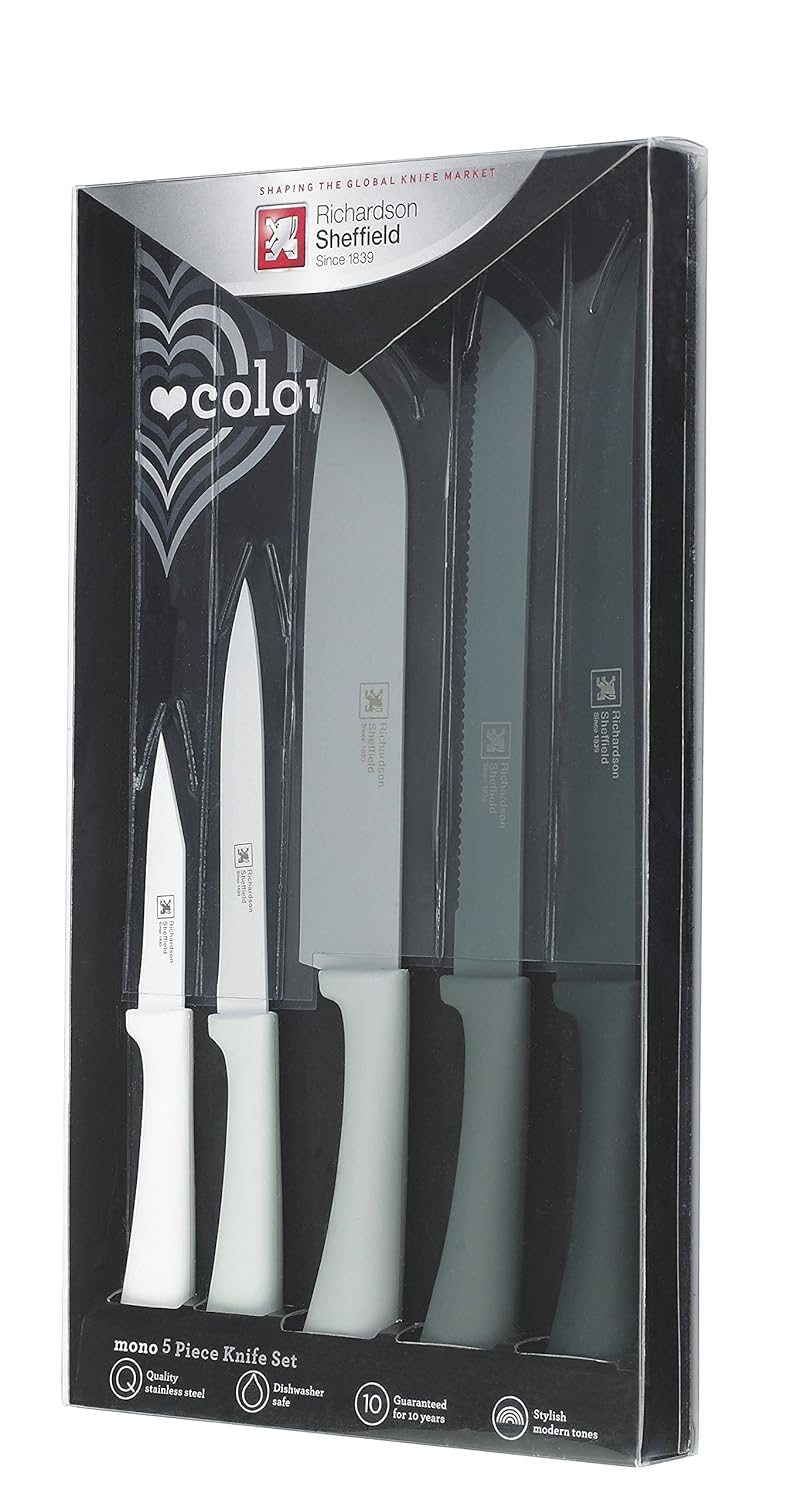 Richardson Sheffield Love Colour Mono Kitchen Knife Set with Non Stick Blades, Stainless Steel