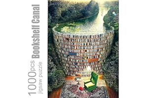 RECHIATO Jigsaw Puzzles for Adults, 1000 Pieces and up, Bookshelf Canal Puzzle, Books Library Challenging Funny Puzzles for Friends Family Activity Game Nights Gifts