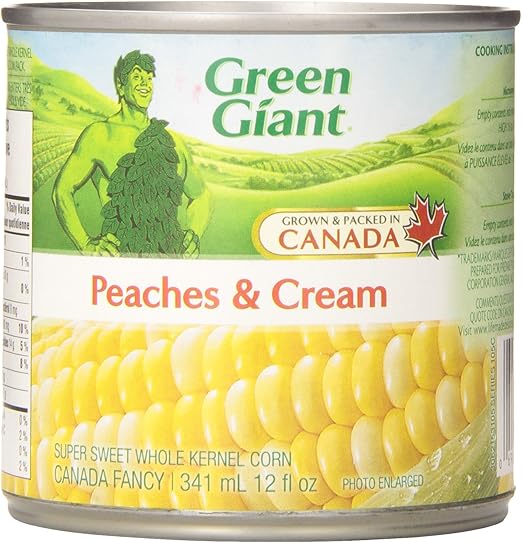 Green Giant Canned Peaches and Cream Whole Kernel Corn, 341Milliliter