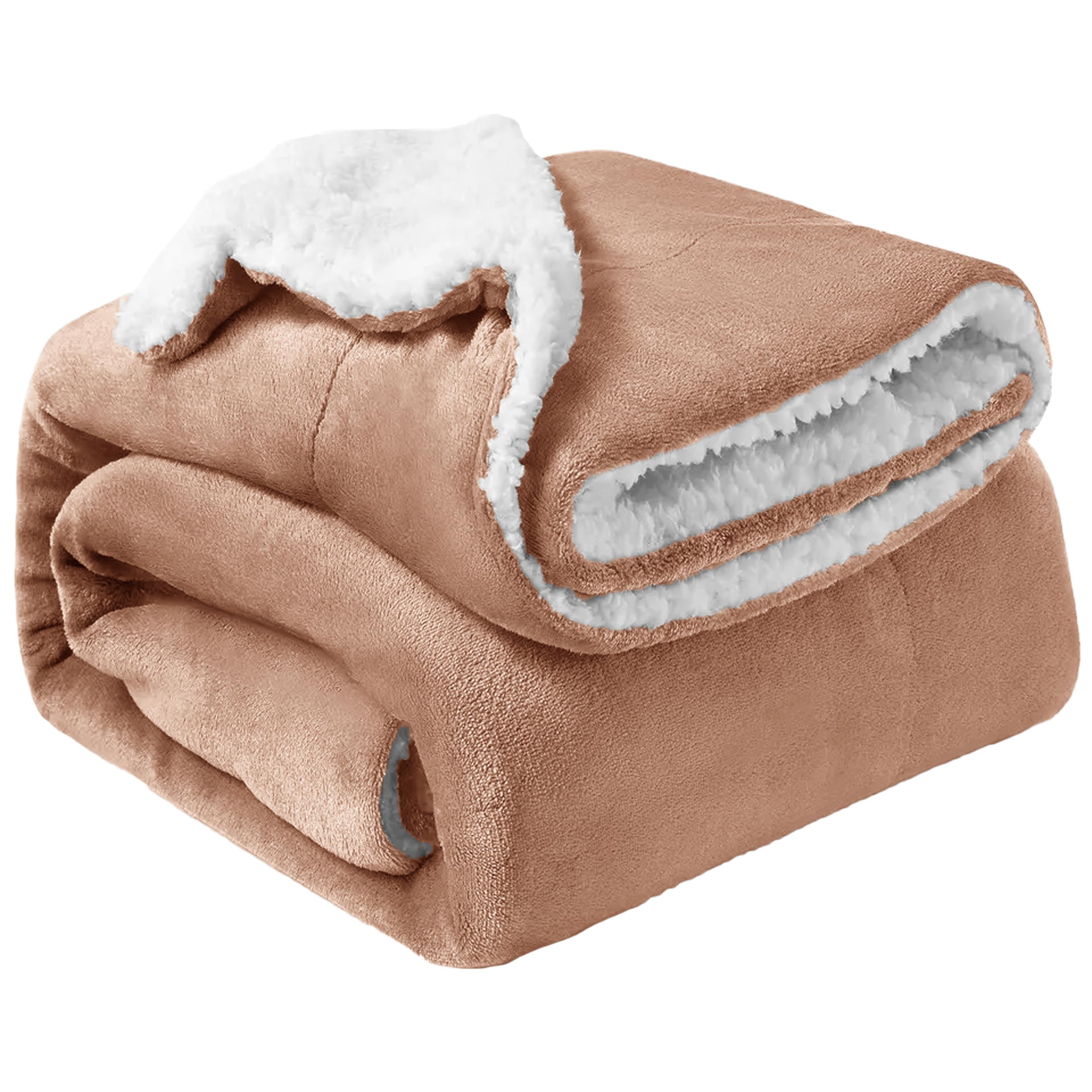 Oxford Homeware Sherpa Fleece Blanket Reversible Throw Blankets Soft Fluffy Thick Blankets Microfiber Plush Blanket for Bed, Couch (Camel, King (200 x 240 Cm)) — image 1