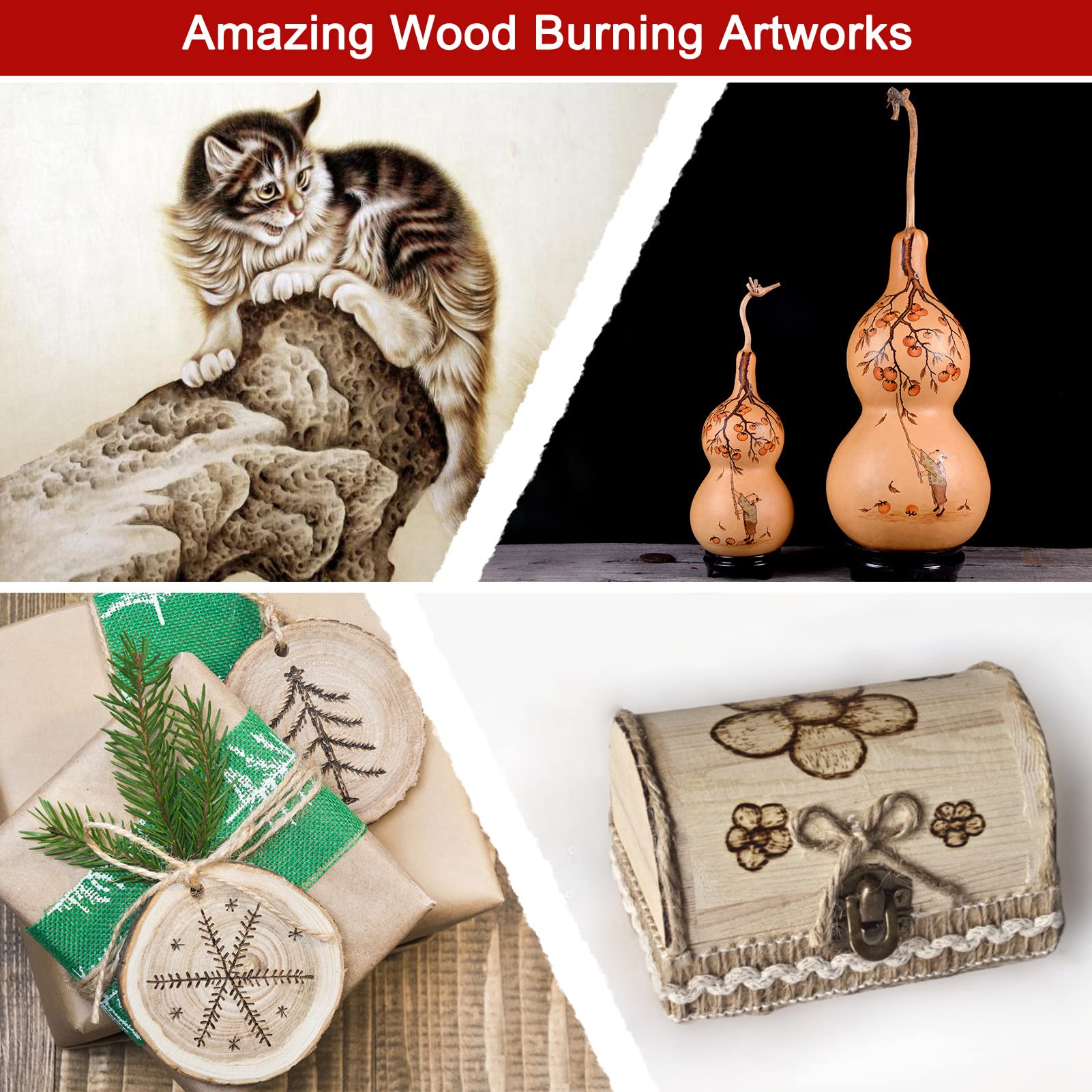 Wood Burning Kit for Beginners, 73PCS Professional Wood Burning Pen and Accessories Wooden Kits Embossing Carving and Wood Burning