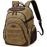 SHENHU Travel Laptop Backpack 17.3 inch XL Computer Backpack for Men Waxed Canvas College Daypack Business Backpack Brown