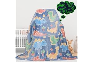 GDINDFF Cute Kids Blanket Glow in The Dark Blanket Dinosaur Blanket for Boys Dinosaur Flannel Glowing Blanket for Bed Sofa Couch Soft Warm Blankets Christmas Birthday Gift for Kids Boys Teen