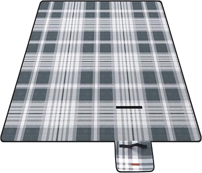 SONGMICS Large Picnic Blanket 195x150cm Waterproof Grey & White Mat