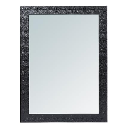 999Store Fiber Framed Decorative Wall Mirror or Bathroom Mirror Black (24x18 Inches)