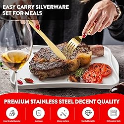 Gold Travel Utensils, Stainless Steel Knives Forks