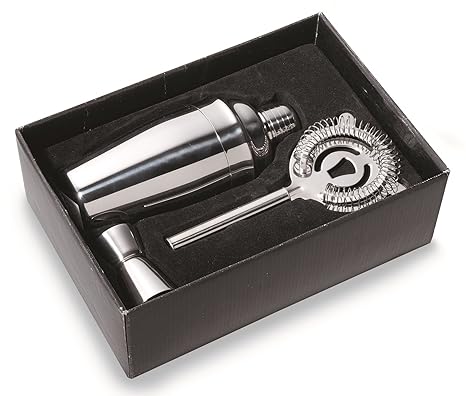 noTrash2003 100-2573 Edelstahl Cocktail Shaker Set 0,5 Liter 3-teilig mit Sieb und Messbecher