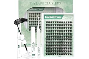 VLVLOCK Enchantress Lash Clusters Kit Short Lashes Clusters 8-14MM DIY Lash Extensions Kit Waterproof Long-Lasting with Ultra-Thin Band Glue Remover Tweezer for Beginners(Enchantress Short Kit 8-14mm)