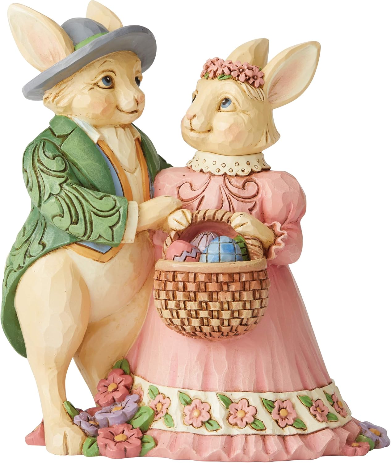 Enesco Jim Shore Heartwood Creek Bunny Couple with Easter Basket, 5.8"H