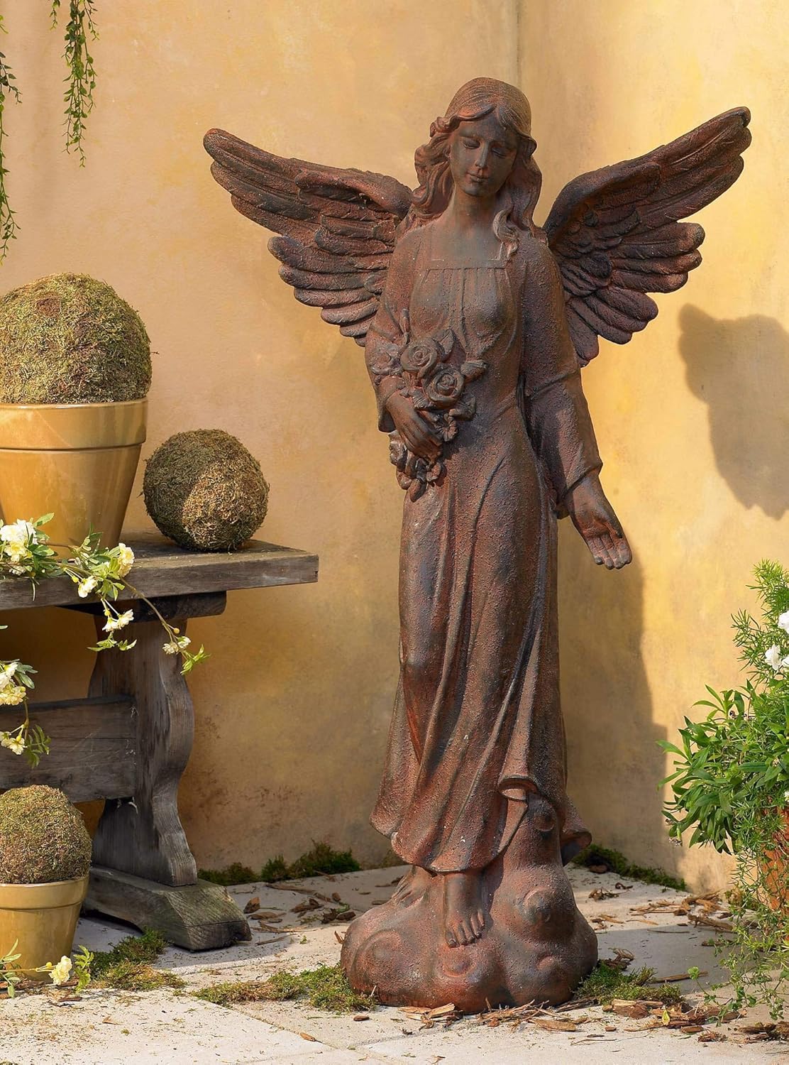 English Tudor Angel Outdoor Statue 41 1/2" High Sculpture for Yard Garden Patio Deck Home Entryway Hallway - Kensington Hill: Home Improvement