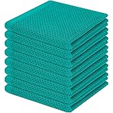 Homaxy 100% Cotton Waffle Weave Kitchen Dish Cloths, Ultra Soft Absorbent Quick Drying Dish Towels, 12 x 12 Inches, 8-Pack, Teal