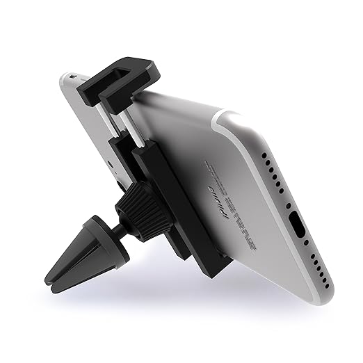Soporte Movil Coche - iVoler® Ventilación Universal 360 grados Rotación Soporte Teléfono Coche para Rejillas del Aire de Coche para iPhone 7/7 Plus, 6S/6s Plus/5S/5C/SE, Samsung Galaxy S7 Edge/S6 Edge, Huawei P9, GPS, MP3 Player y más - Gris/Negro