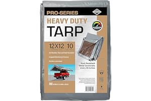 KING-A-MA-JIGS 12x12 Heavy Duty Tarp, 10 Mil Thick, Waterproof, Tear & Fade Resistant, High Durability, UV Treated, Grommets Every 18 Inches. (Silver/Brown - Reversible) (12 x 12 Feet)
