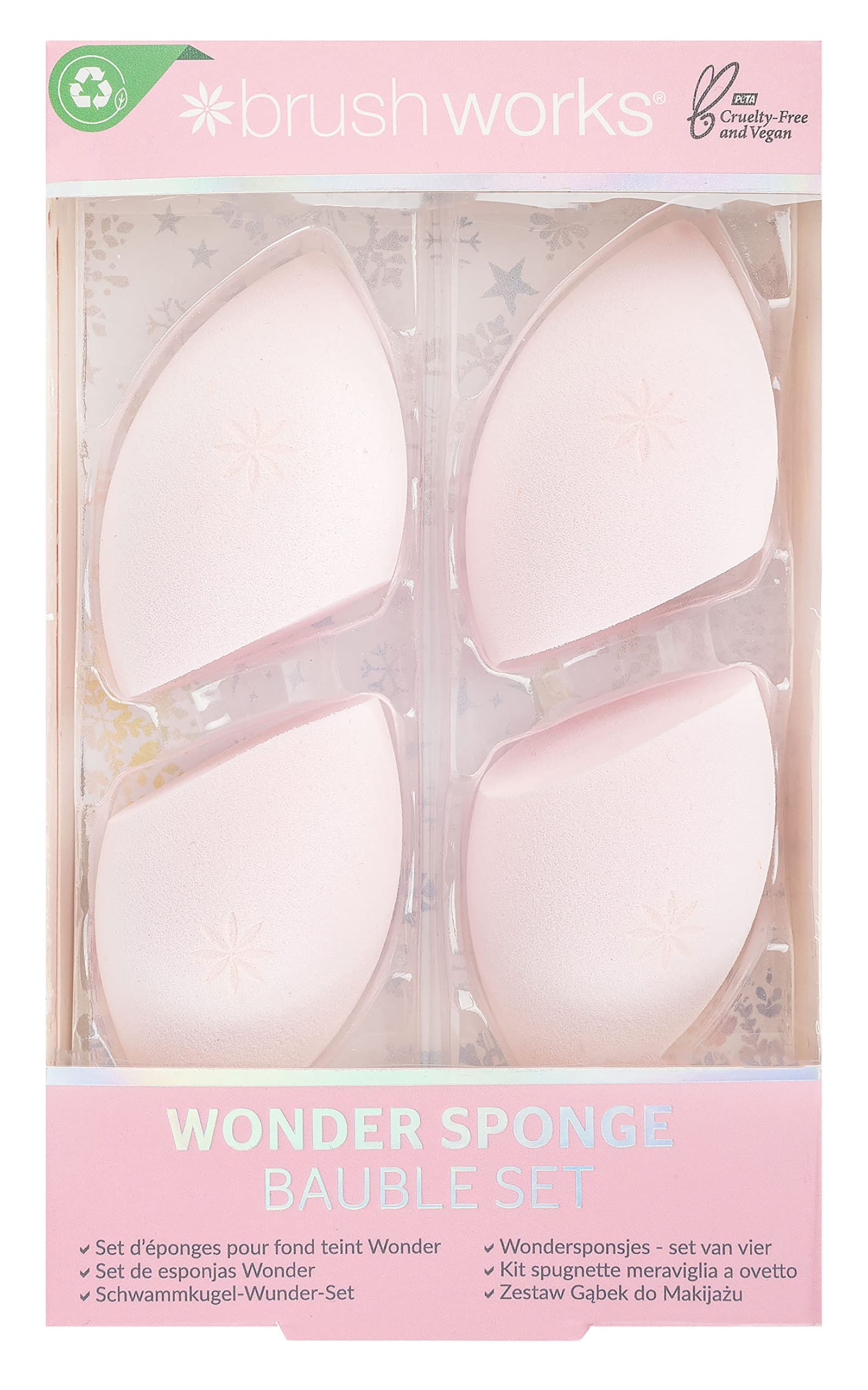 Brushworks Wonder Sponge Bauble Set,Pink,One Size