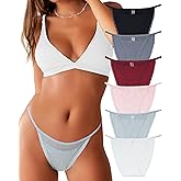 LEVAO Cotton Underwear for Women Sexy String Bikini Lace Cut Out Panties Stretch Ladies Cheeky Briefs 6 Pack S-XL