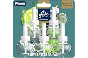 Glade PlugIns Refills Air Freshener, Bergamot & Eucalyptus, Scented and Essential Oils for Home and Bathroom, 0.67 Fl Oz, 5 Count