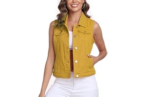 Xeoxarel Women's Denim Vest, Sleeveless Jean Jacket (XS-XXL)