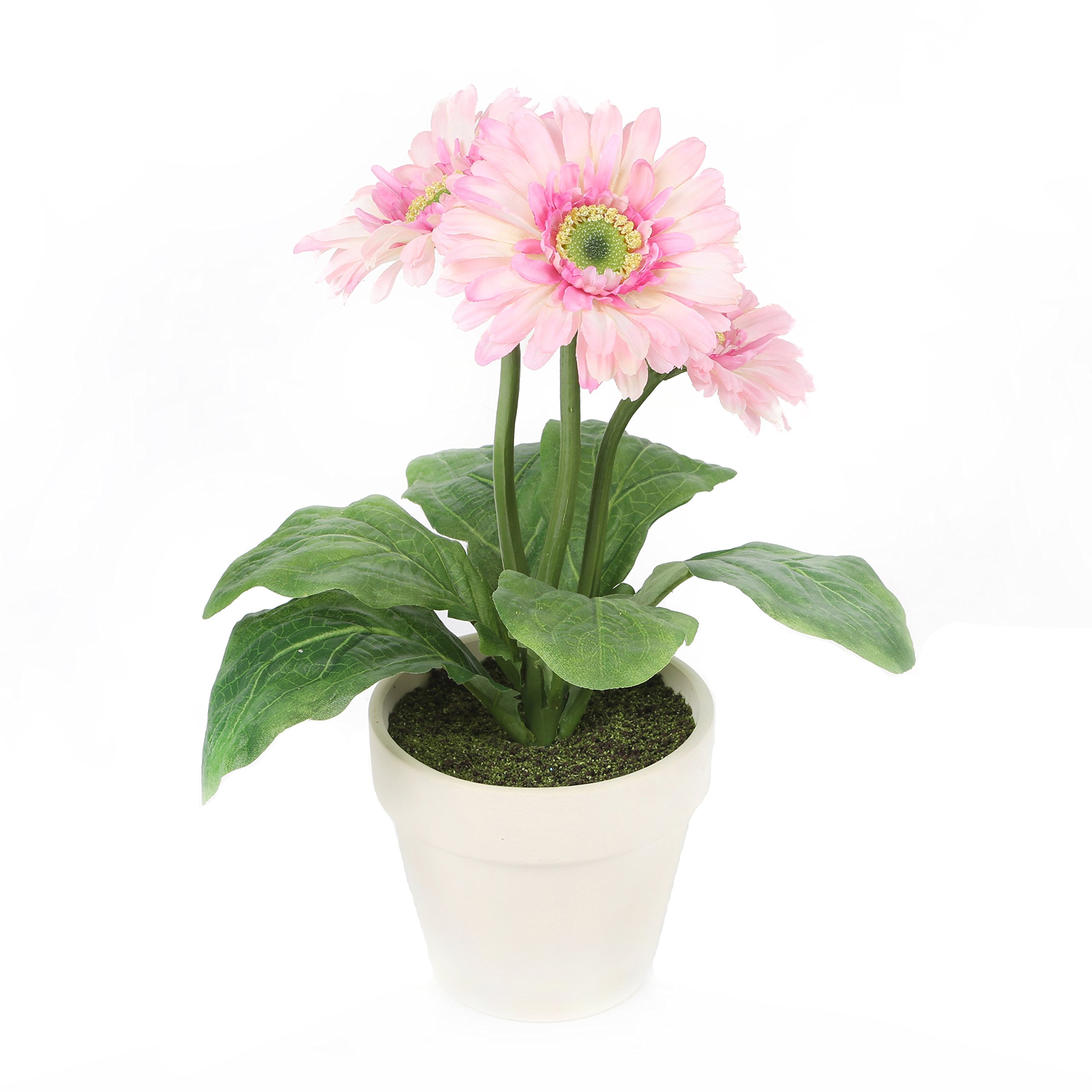 Closer2Nature Artificial 1ft Pink Gerbera Plant in a Decorative Cream Pot