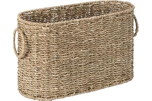 StorageWorks Toilet Paper Storage, Toilet Paper Storage Holder for 6 Regular Rolls, Wicker Basket for Bathroom, Natural Seagrass